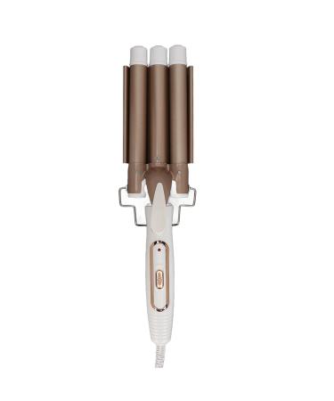 3 Barrel Curling Iron Wand Gold Large Hair Curling Iron Adjustable Temperature for Hair Salon (US Plug)