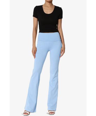 TheMogan Women's Comfy Stretch Cotton Boot Cut Lounge Yoga Pants - Light Blue - Buy Online on GoSupps.com