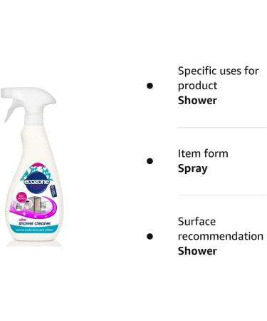 Ecozone Ultra Shower Cleaner 3-in-1 Anti-Bacterial & De-Scaler Spray - 500ml | Natural Vegan & Non Toxic | Plant Based Cruelty-Free Formula | High Shine Finish - Buy Online on GoSupps.com