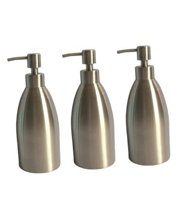 Zerodeko 3pcs 304 Liquid Containers Pump Liquid Soap Bottles Shampoo Bottle Stainless Steel Soap Dispenser Silverx3pcs mediumx3pcs