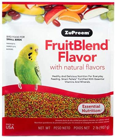 ZuPreem FruitBlend Flavor Pellets Bird Food for Small Birds (Multiple Sizes) - Daily Blend Made in USA for Parakeets, Budgies, Parrotlets FruitBlend 2 Pound (Pack of 1)