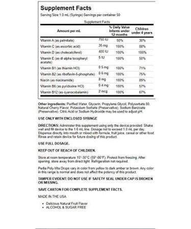 Pedia Poly-Vite Drops 1 2/3 fl Ounce Liquid - Children's Daily Multivitamin Supplement - Buy Online on GoSupps.com
