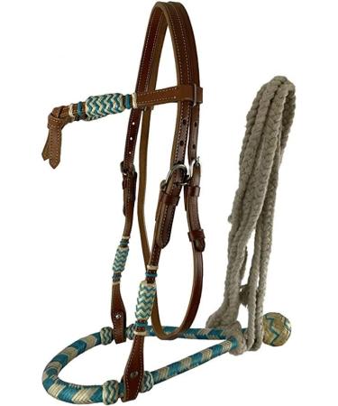 Showman Leather Futurity Knot Headstall with Rawhide Bosal & Nylon Mecate Reins - Horse Tack - Buy Online on GoSupps.com