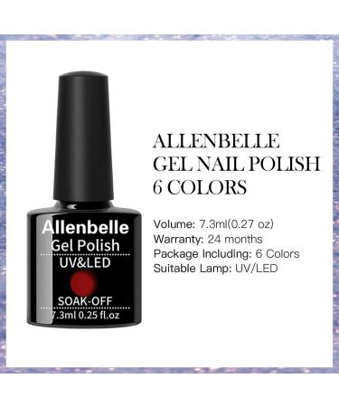 Allenbelle Glow in the Dark UV Nail Polish Set - 6 Colors Gel Nail Polish Gift Set Shellac UV Gel Nail Art Soak Off LED Gel - Perfect for Creative Nail Designs - Buy Online on GoSupps.com