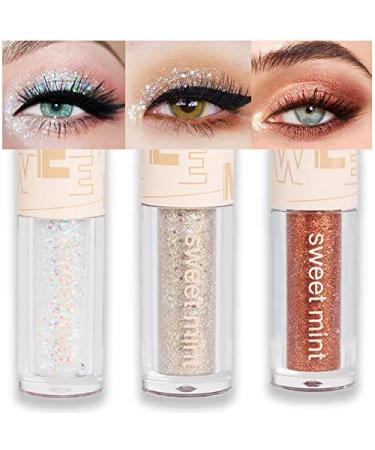 4 Colors Liquid Glitter Eyeshadow Eyeliner Makeup Sticks.Waterproof Pink Orange Liquid Golden Iridescent Sparkle Eyeliner Silver Eyeshadow Eyelid.Quick-Drying Face Highlight Shimmer Shiny Eye Looks.glitter sombra de ojos...