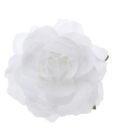 KALLORY Womens Hair Clips Rose Brooch Pin Rose Hair Clip Flower Hairpin Flower Hair Clip Artificial Flower Brooch for Women Party (1 Piece White) Rose Flower Hair Clip Bridal Hair Clip