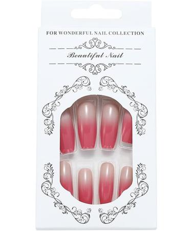 Coffin False Nails Long Fake Nails Ballerina Acrylic Press on Nails Gradient Stick on Nails 24pcs for Women and Girls (Color : Pink Size : C) - Buy Online on GoSupps.com