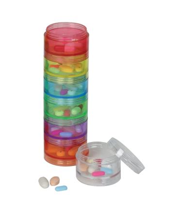 EZY DOSE Weekly (7-Day) Pill Case Medicine Planner Vitamin Organizer Box Medium Detachable Compartments Easy to Use Rainbow Colors BPA Free Rainbow Medium