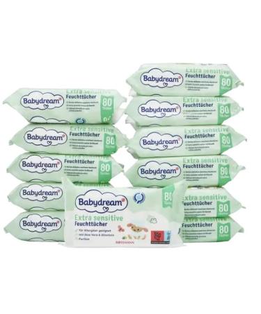 Generically BabyDream Extra Sensitive Wet Wiper 960 pieces 12x80 towels without pafm with aloe vera & allantion suitable for neurodermatitis
