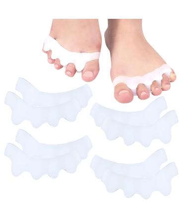 Toe Spacers Gel Toe Stretcher Silicone Separator to Correct Toes Soft Bunion Corrector Hammer Straightener for Women Men Pain Bent Claw Overlapping Toe Plantar Fasciitis Running(4pair White) White- 4pairs