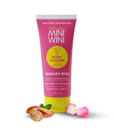 MiniWini Body Lotion Yogurt English Rose 100g | Shea Butter | Soft & Moisturised Skin | Herbal | Lightweight Non-Greasy | All Skin Types | Paraben-Free | Vegan