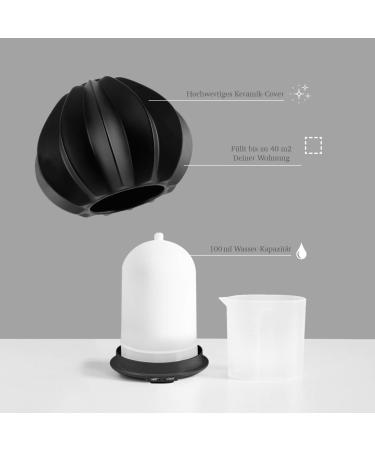 Astealea 100ml Black Ceramic Aroma Diffuser | Essential Oil Ultrasonic Humidifier & Air Freshener - Enhance Room Fragrance Automatically - Buy Online on GoSupps.com
