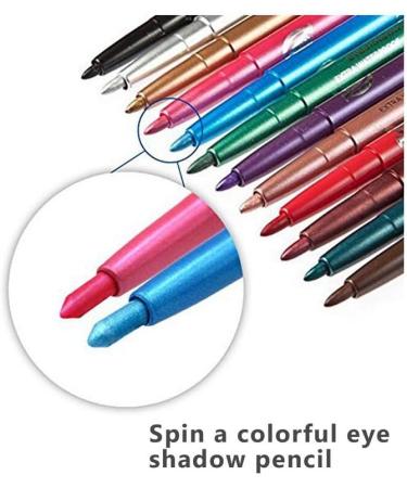 Chargenyang 12 PCS Colorful Eyebrow Pencil Eyeliner Eyebrow Lip Liner Pencil Pen Makeup Cosmetic Set Kit Retractable Long-Lasting Smooth Waterline Eye Liner Lip Liner Eyeshadow Eyeliners for Women - Buy Online on GoSupps.com