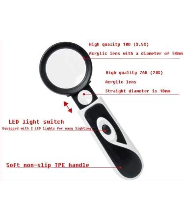 Magnifier with LED Lights - Magnifying Glass with 5X Magnification Diopter - Ideal for Reading Jewelry Watch Repair - Ergonomic Handle for Comfortable Grip - Lightweight Portable - Buy Online on GoSupps.com