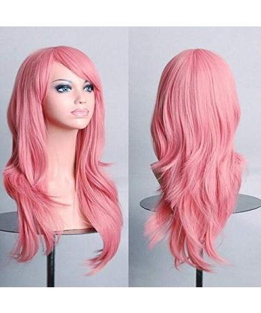 LFMDJF 70cm Wavy Red Wigs Fake Hairpieces Synthetic Hair Black Purple Pink Blue Wig for Women 28inches Sliver 2312