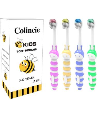 Kids Cartoon Bee Toothbrush - Cute Soft Bristles Individually Wrapped Fun Colors for Toddlers (3-12 Years - Buy Online on GoSupps.com