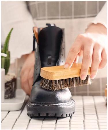 Shoe Polishing Brush With Wooden Handle High Shine Polish Buffing Brushes For Traditional Colour With Natural Bristles Ideal For Leather Shoes Boots Suede and Canvas - Buy Online on GoSupps.com