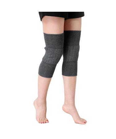 Knee Warmer Thick Knee Pads Unisex Fabric Knee Braces Supports Cashmere Knee Pads Knitted Thicken Knee Brace Pad Thermal Knee Sleeves Elastic Soft Leg Sleeves Support Winter Sports Knee Protection Gray L length 16.5in middle width 6.3in