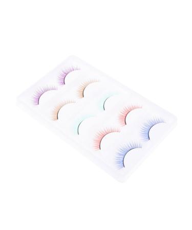 Housoutil 5 Pairs Colored False Eyelashes Lash Cosmetics Fake Lashes Natural False Lashes Full Strips Eyelash Synthetic Fiber Eyelash Party Diy Fake Lashes 3d Eyelashes Artificial Lashes 5d