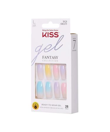 KISS Gel Fantasy Destiny Long Multi-Colored Pastel Tips Nail Kit - 28 Fake Nails with Adhesive Tabs, Glue, Manicure Stick & File - Buy Online on GoSupps.com