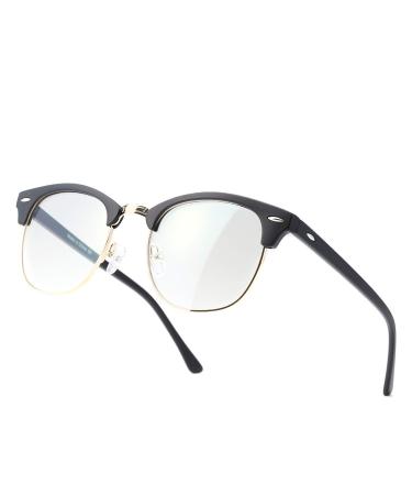 Kimorn blue light filter glasses half-bordering glasses- anti-fatigue anti-blue light (TV PC screens ...) For improved sleep KS052 Matt black gold frame/anti-blue light lens