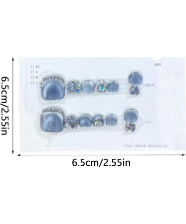 Glossy Toe Nails - Glitter Press On Toe Nails Sparkling Cat's EyeToenail Glossy Fake Toe Nails Manicure Art Easy to Apply for Women Girls for Summer - Buy Online on GoSupps.com