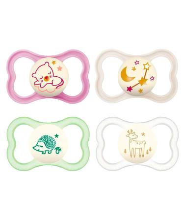 MAM Air NIGHT Silicone Pacifier 16+ MAM Air Night Girl Mix // Set of 4 // incl. 2 sterilized transport boxes