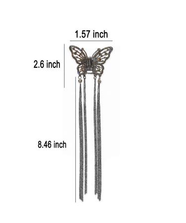 Myhiju Butterfly Tassel Hair Clips - Black Pearl Rhinestone Hair Accessories for Women - Buy Online on GoSupps.com