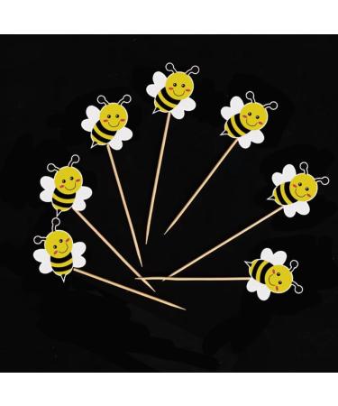 E-ASUM 24 Pcs Bee Cupcake Cake Toppers Bee Birthday Cake Decorations for Animals Themed Baby Shower Birthday Party Cake Decorations Supplies - Buy Online on GoSupps.com