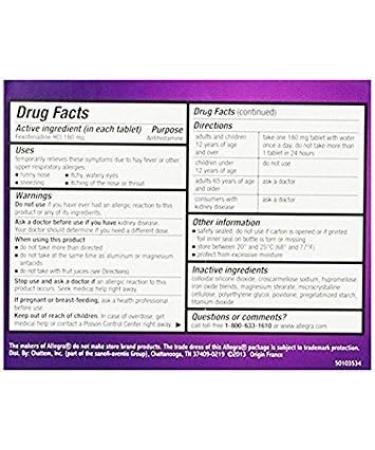 Allegra Adult 24-Hour Allergy Tablets 180mg (70 Tablets) - Fast Relief for Allergies | JaQle - Buy Online on GoSupps.com