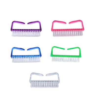 CHAOYUELYF 5 Pcs Handle Grip Nail Brush Plastic Handle Scrubbing Brush Portable Nail Cleaning Brush with Soft Bristles for Toes and Nails Men Women (M)