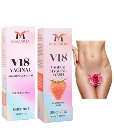 MACARIA V18 Virgin vaginal tightening feel again cream gel + v part wash smell vaginal wash for married women