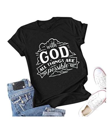 Christian Tee Shirts with Sayings for Women Faith Does Not Make Things Easy Tshirts with Positive Messages Graphic Tees X5-black XX-Large