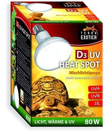 Terra Exotica D3 UV Heat Spot 80 Watt | UVB Heat Lamp for Reptiles | 100W & 125W Options Available | Sunlight Simulation & D3 Synthesis - Buy Online on GoSupps.com