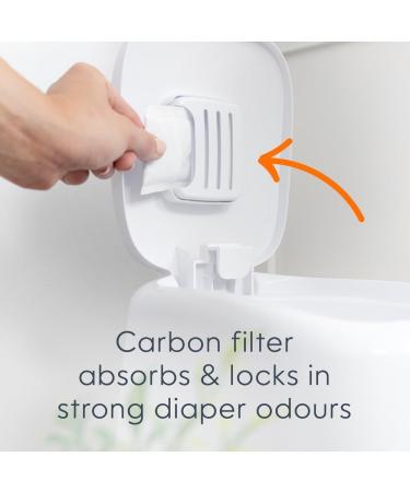 Diaper Genie Complete Diaper Pail System White - AMAZON EXCLUSIVE - includes 4 Carbon Filters and 1 refill White 69.8 x 31.3 x 24.3 cm Complete with 1 refill and 4 Carbon Filters - Buy Online on GoSupps.com