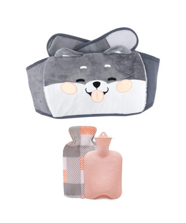 Stickerboy Hot Water Bottle PVC Hot Water Bottle Pouch with Soft Plush Hand Waist Warmer Cover Detachable Waist Warm Water Bag for Neck Shoulder Back Abdomen