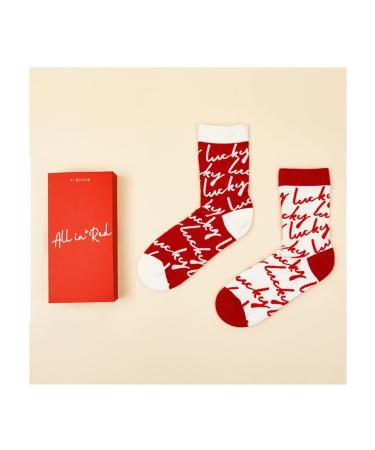 Socks Ladies Mid-Tube Cotton Socks and High Elastic Socks Christmas and Chinese New Year Floor Socks Warm and Comfortable (Color : Red Size : 34-39) 34-39 Red