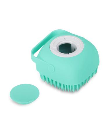 Exfoliating Silicone Body Scrubber , 2 in 1 Bath and Shampoo Brush with Soap Dispenser-Can Filled with 80ML Liquid Scalp Massager for Women, Men, Children Lather Well, Long Lasting (Blue)