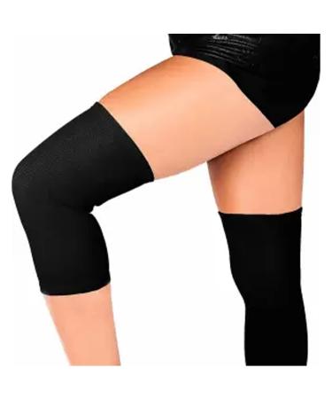SystemsEleven Knee Support - Lightweight Elasticated Sleeve Compression Bandage for Joint Pain & Sprains During Exercise & Sport Left or Right for Both Men & Women (2 x Black Knee Supports)