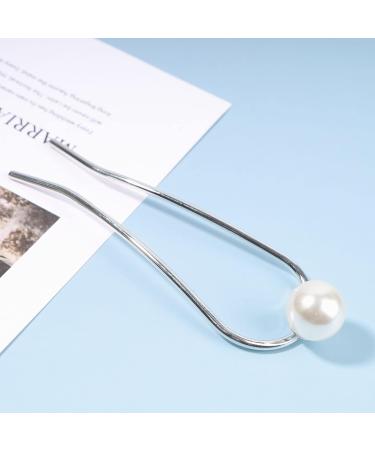 Yheakne Silver Pearl Brass Hair Clip - Vintage U-Shape Bun Holder & Accessories for Women & Girls - Buy Online on GoSupps.com