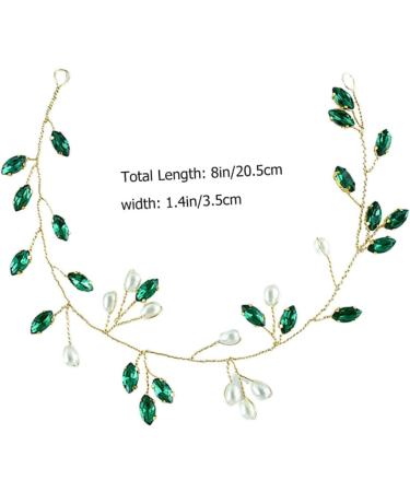 Healeved Wedding Bride Hair Vine Wedding Hair Accessories for Bridal Decorative Hair Vine Hair Vines for Wedding Hairstyles Hair Vine for Wedding Bride Hair Accessories Pearl Rhinestones 20.5x3.5x0.5cm Green - Buy Online on GoSupps.com