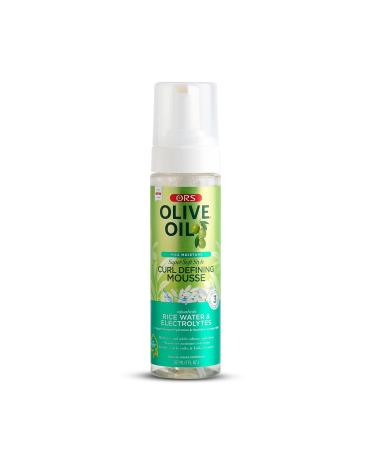 Olive Oil Max Moisture Super Soft Style Curl Defining Mousse infused with Rice Water & Electrolytes for Supercharged Hydration & Growth (7.0 oz)