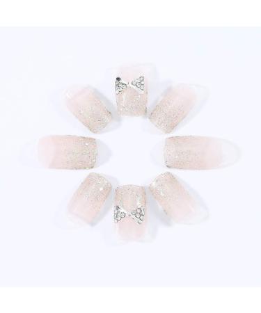 Brishow Pink Glitter Coffin Artificial Nails - 24-Piece Full Cover Ballerina Acrylic Press-On False Nails for Women & Girls - Buy Online on GoSupps.com