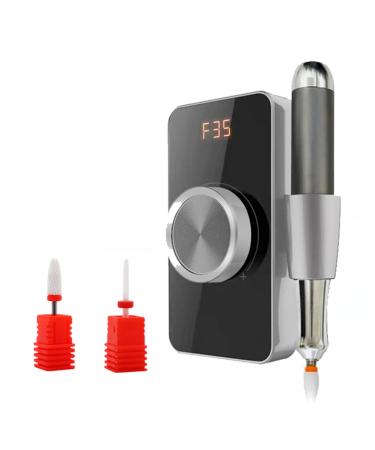 Electric Nail Drill Kit Rechargeable Cordless 35000RPM Nail File Machine Portable Pedicure Polishing Shape Tools with Ceramic Nail Drill Bits Set for Acrylic Nails Gel Nails and Home Salon Black