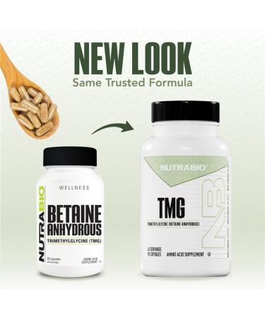 NutraBio TMG Supplements Betaine Anhydrous 500mg Capsules Trimethylglycine Homocysteine Support 90 Count (Pack of 1) - Buy Online on GoSupps.com