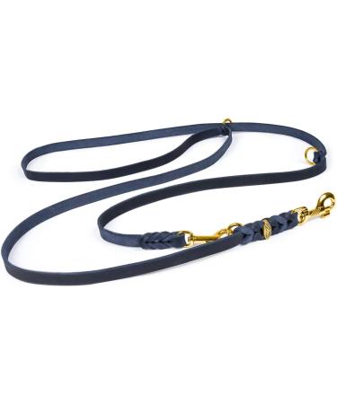 Copcopet Handmade Blue Fat Leather Dog Leash - 3-Way Adjustable Brass Fittings 3m x 15mm - Premium German Quality - Buy Online on GoSupps.com