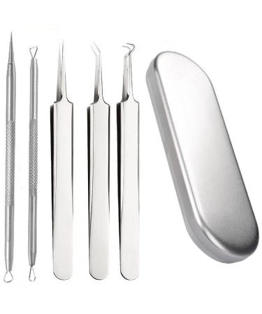 Japard Professional 5 Pcs Blackhead Remover Tools  Pimple Popper Tool Kit  Comedone Extractor  Acne Removal Kit for Blemish  Whitehead Popping  Acne Removal Kit for Nose  Face  Stainless Steel