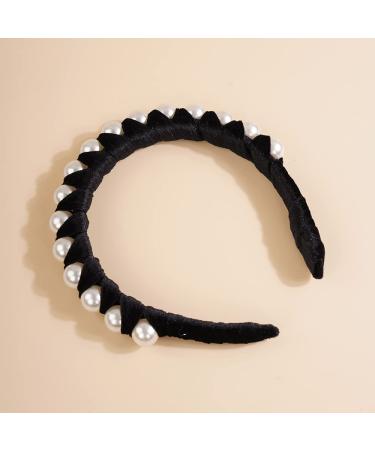 Wiwpar Black Velvet Pearl Headband - Elegant Hair Hoop for Women & Girls - Buy Online on GoSupps.com