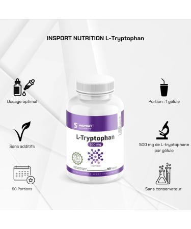 INSPORT Nutrition - L-Tryptophan 500mg per capsule - 90 vegan capsules - High dosed - Essential amino acid - 3 months reserve - Buy Online on GoSupps.com