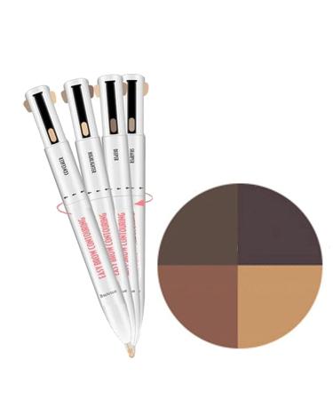DENERASS 4 in 1 brow Contour Highlight Pen brow Contour pro 4-in-1 Defining & highlighting Pencil Waterproof Defining Highlighting Eye Brow Eyebrow Pencil Natural Brows (Black Brown)